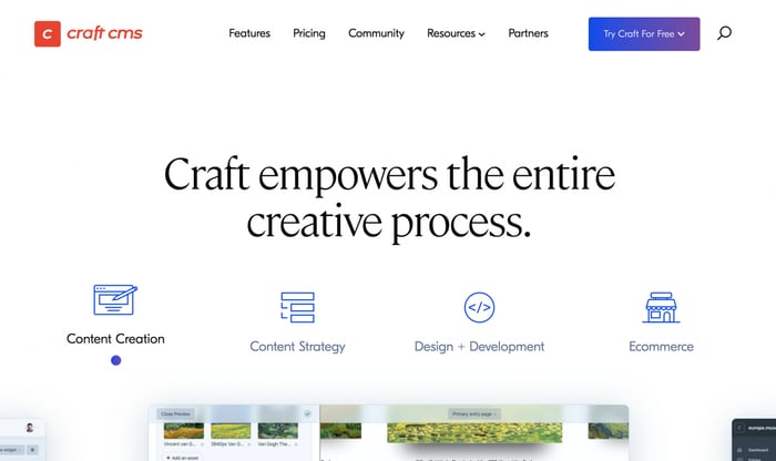 Página de inicio de Craft CMS