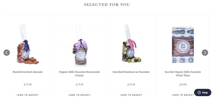 Rococo Chocolates website featured products