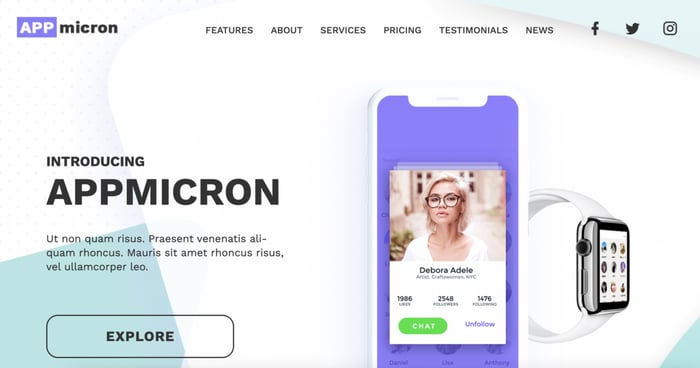 Appmicron landing page