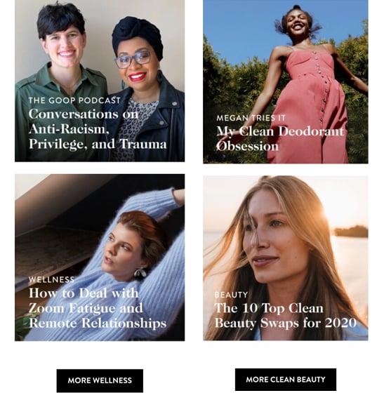 Email newsletter di Goop
