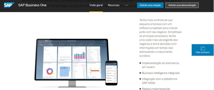 Informações sobre aplicativo de contabilidade SAP Business One