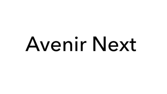 Avenir Next logo lettertype voorbeeld