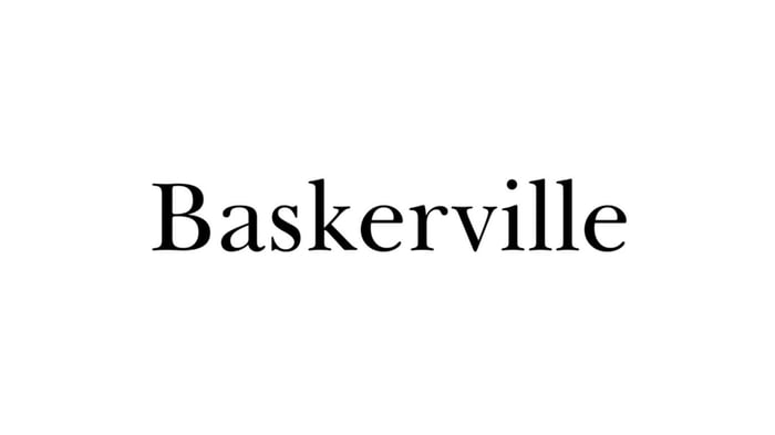 Baskerville logo lettertype voorbeeld