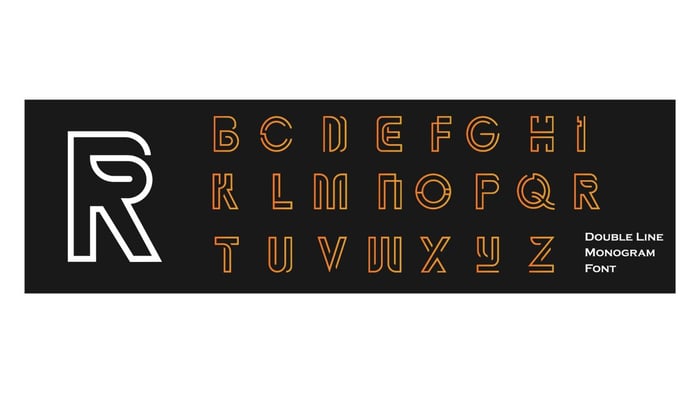Double Line logo lettertype voorbeeld