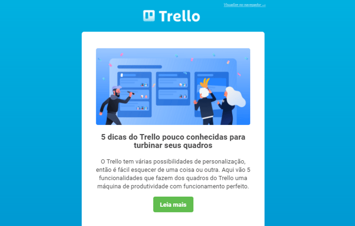 Exemplo de newsletter do Trello