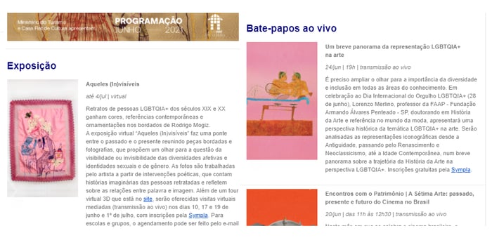 Exemplo de newsletter do museu Casa Fiat de Cultura