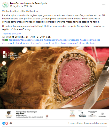 Página de Facebook do Polo Gastronômico de Teresópolis