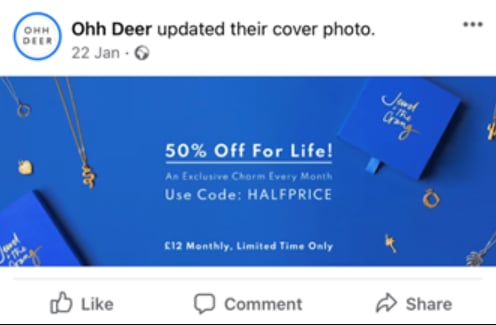 Página de Facebook da empresa Ohh Deer