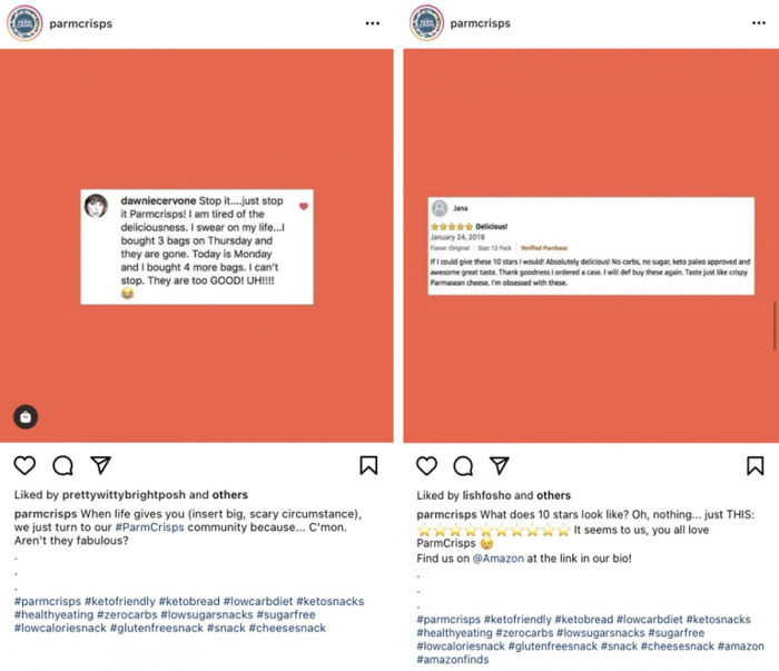 Exemplo de post no Instagram com avaliação escrita por cliente