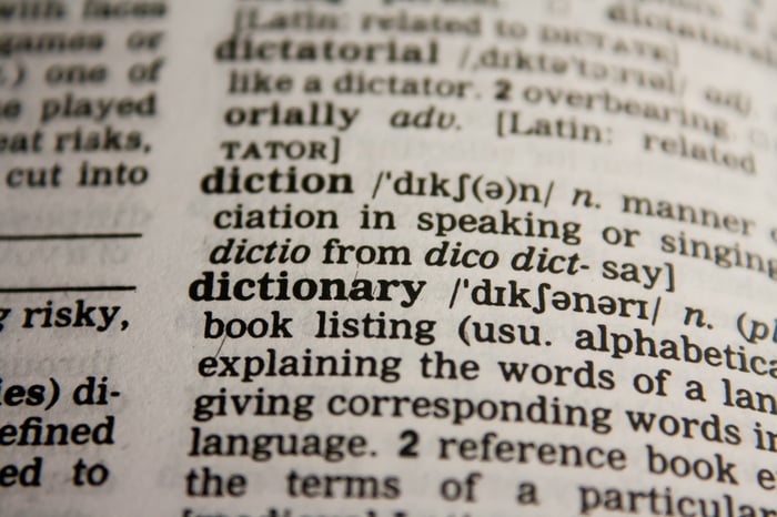 A dictionary open at the dictionary definition