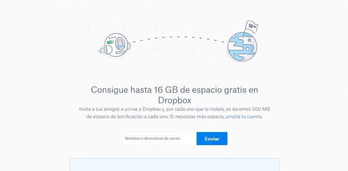 espacio gratis con Dropbox