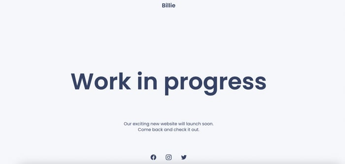 Billie website under construction