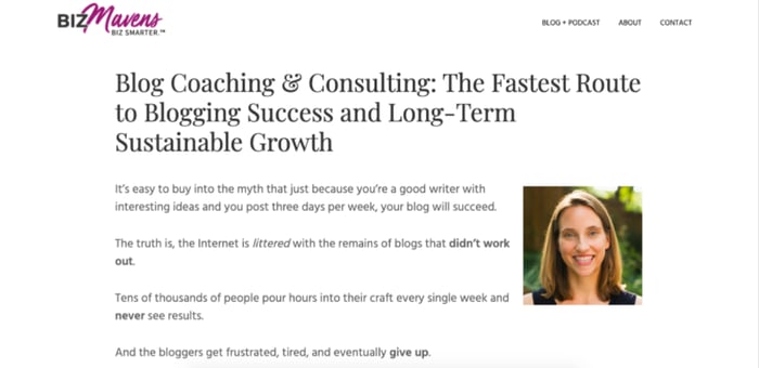 Esempio di un blog che utilizza servizi di coaching e consulenza