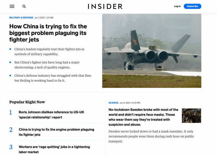 Landing page di Business Insider