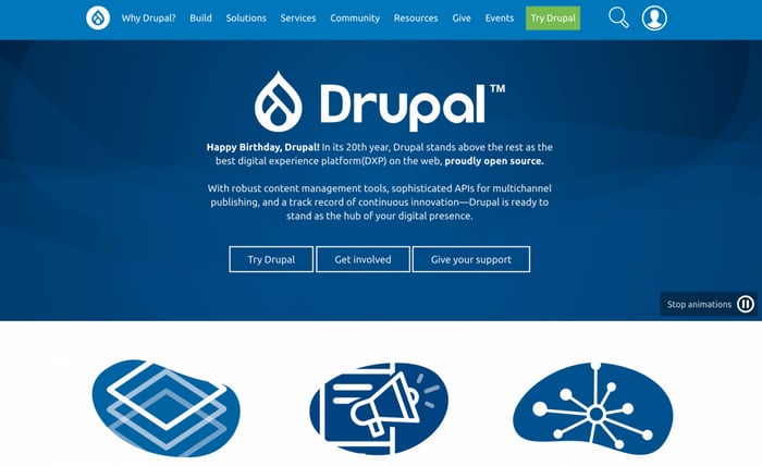 Landing page di Drupal