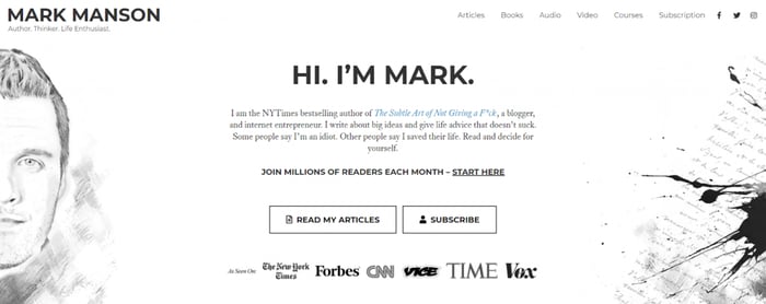 Sito web personale di Mark Manson