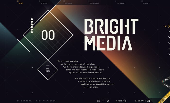 Bright Media landing page