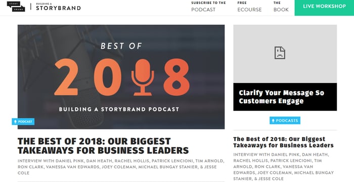 Building a StoryBrand podcast landingspagina
