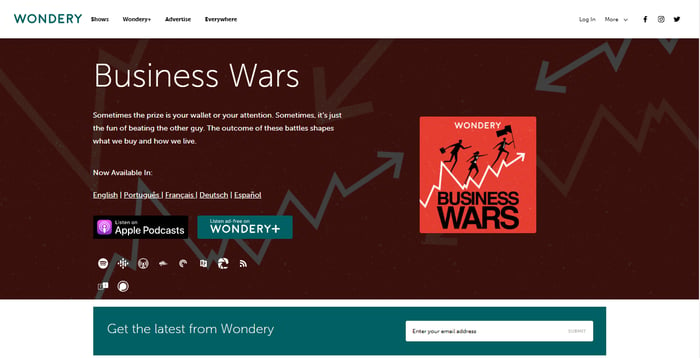 Business wars podcast landing page 
