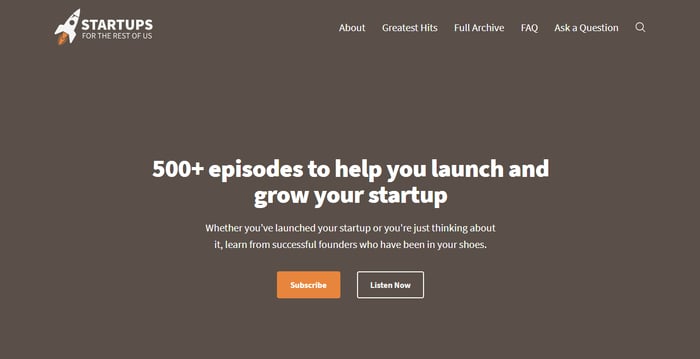 Startups for the rest of us podcast landing page 