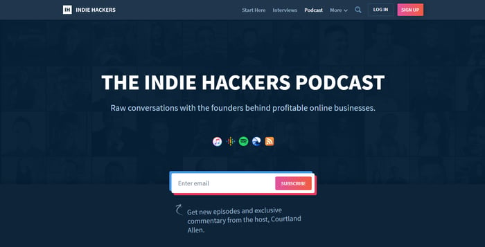 Inide Hackers podcast landing page 