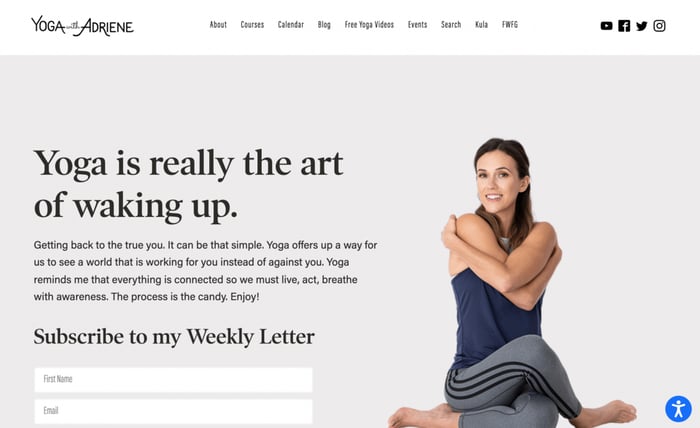 Yoga with Adriene landing page