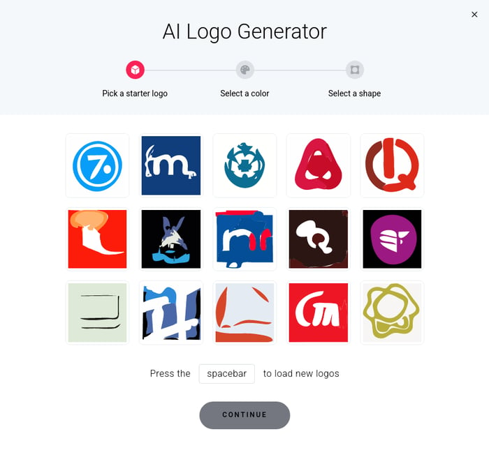 Zyro AI logo generator interface