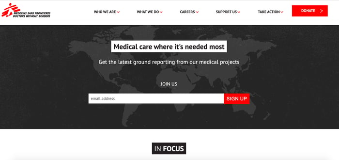 Doctors without borders landing page