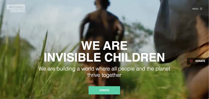 Invisible children landing page