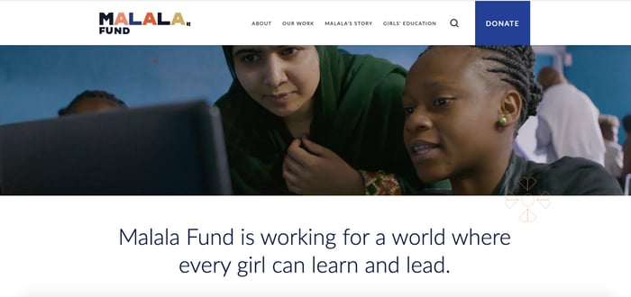 Malala Fund landing page