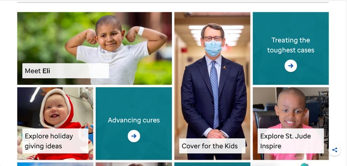St. Jude Children’s Research Hospital landing page