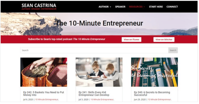 Landing page 10-Minute Entrepreneur