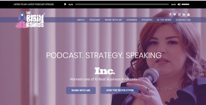 Landing page del podcast The Brainy Business