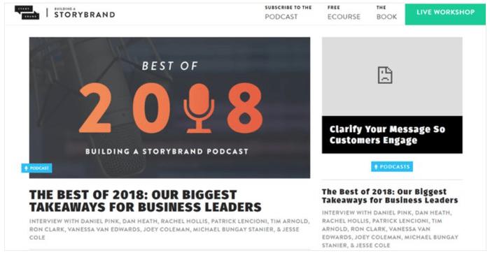 Landing page del podcast Building a StoryBrand
