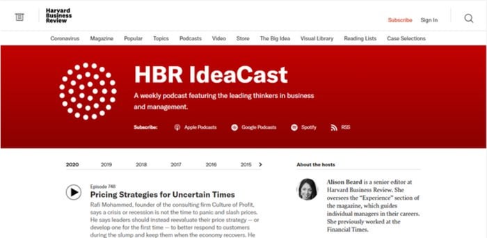 Landing page HBR IdeaCast podcast