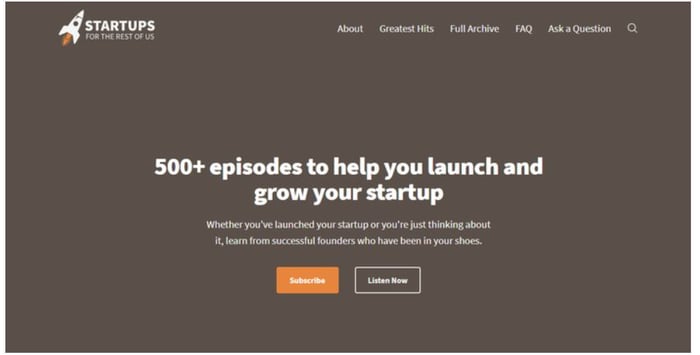 Landing page Startups for the Rest of Us
