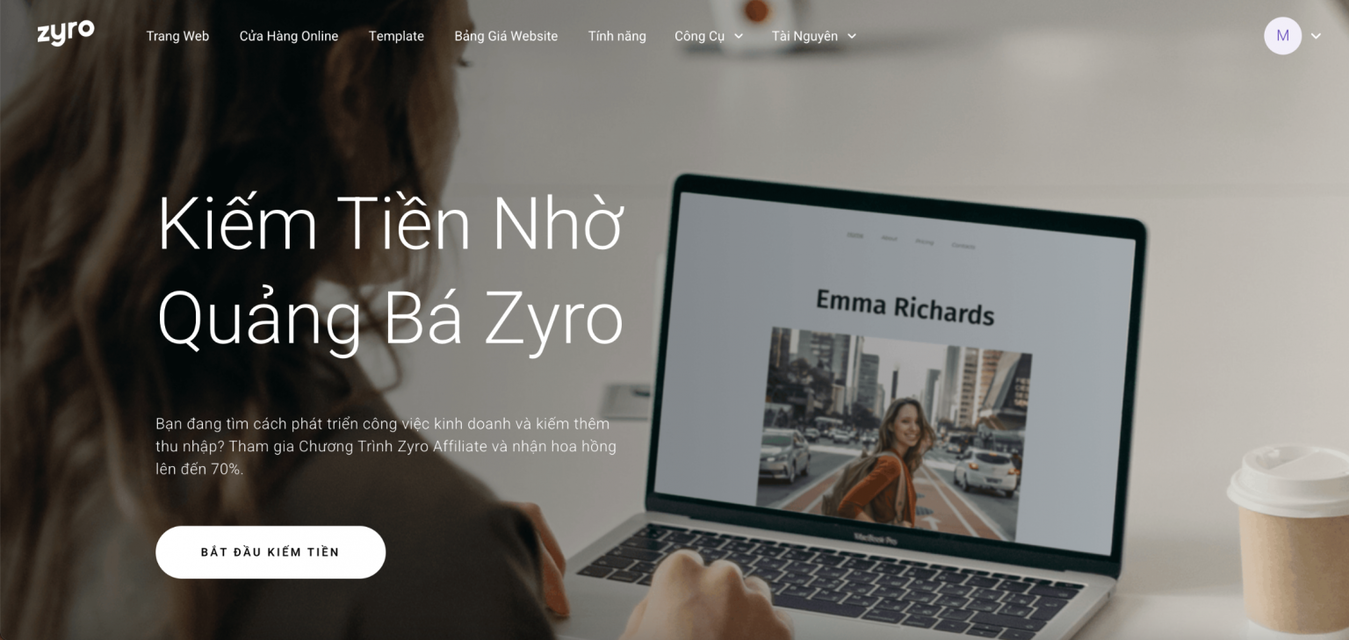 chương trình affiliate marketing của Zyro