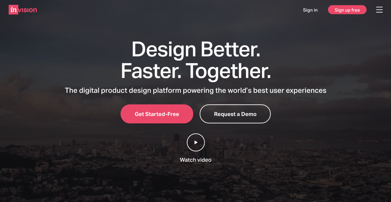 Invision landing page