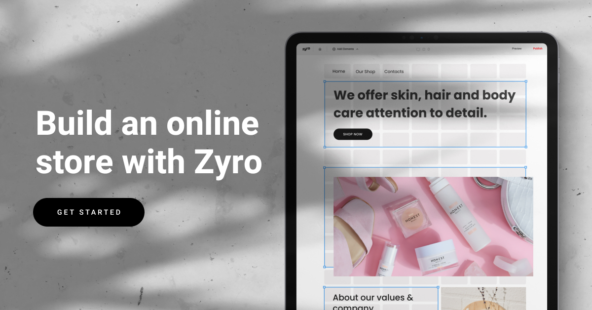 Crea un negozio online con Zyro su un tablet