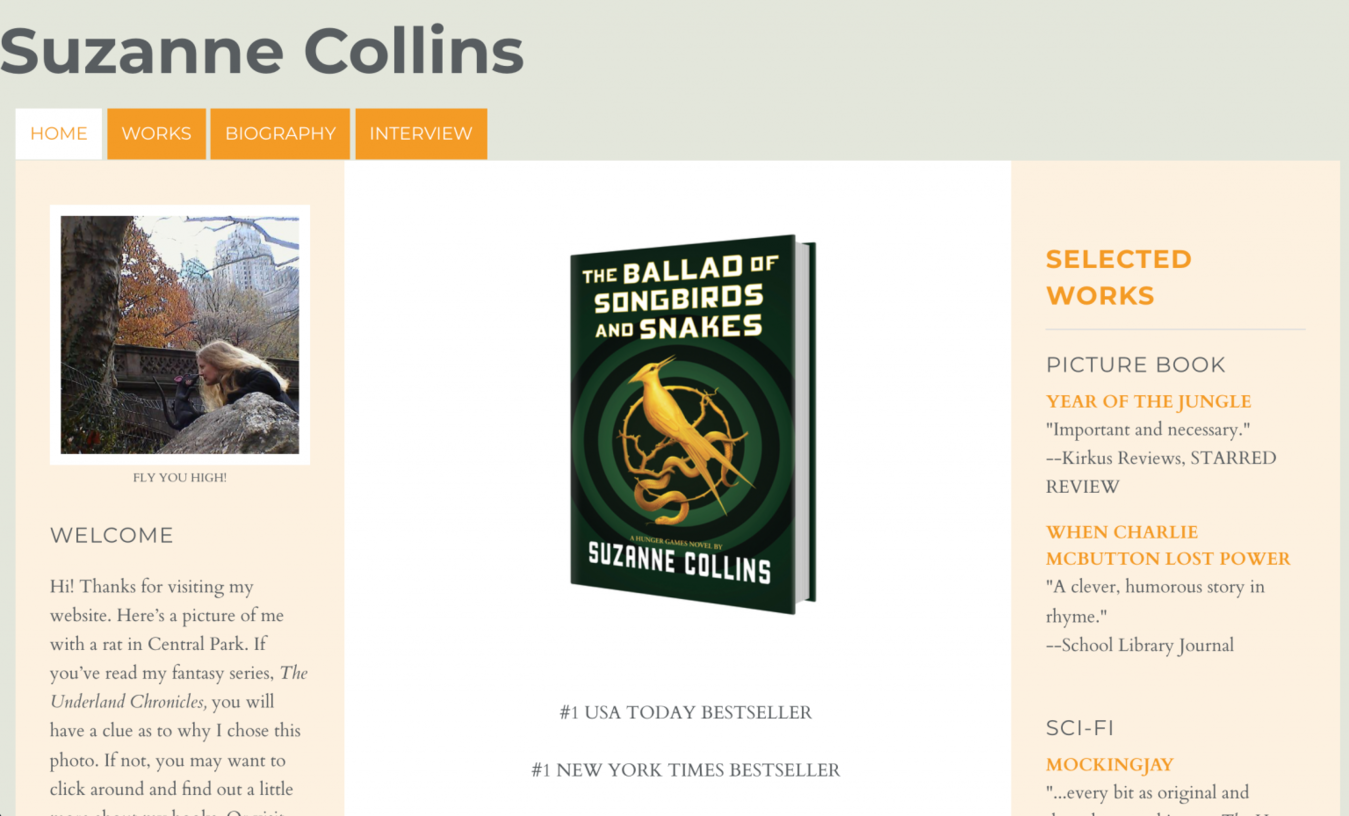 Suzanne Collins Books landing page