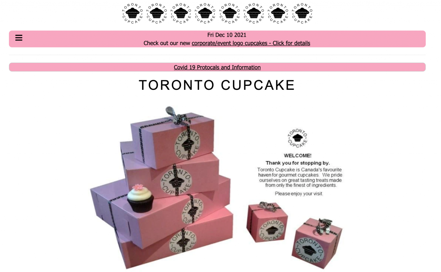 Toronto Cupcakes landing page