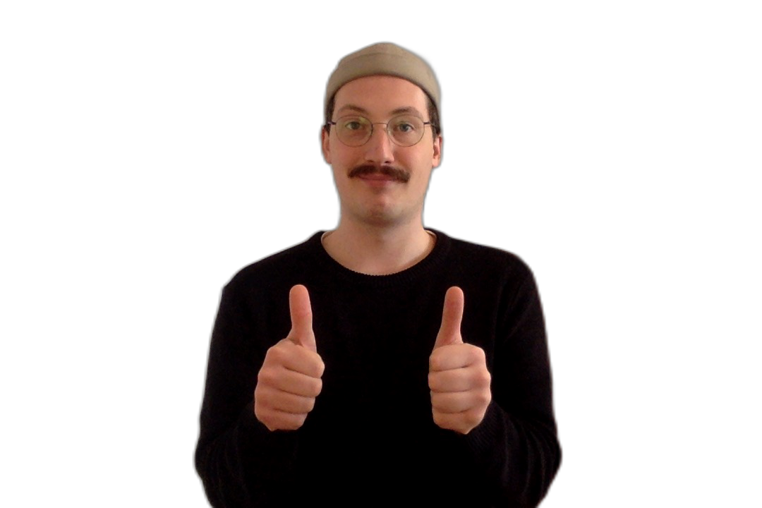 Man showing thumbs up after Zyro AI background remover 